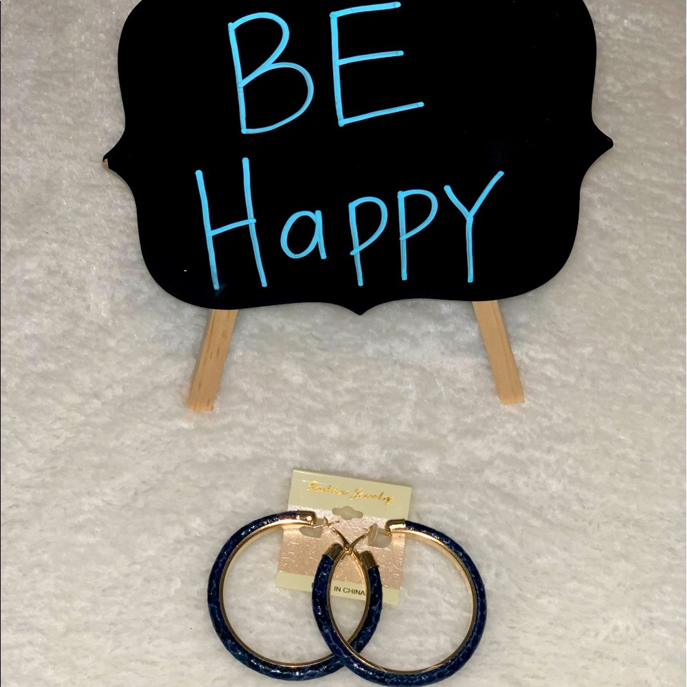 Blue and gold hoop earrings!